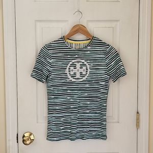 Tory Burch Striped Logo Tee Size XXS
